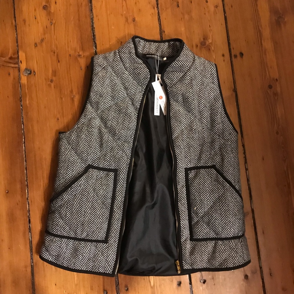 Merokeety herringbone puff vest j crew look alike